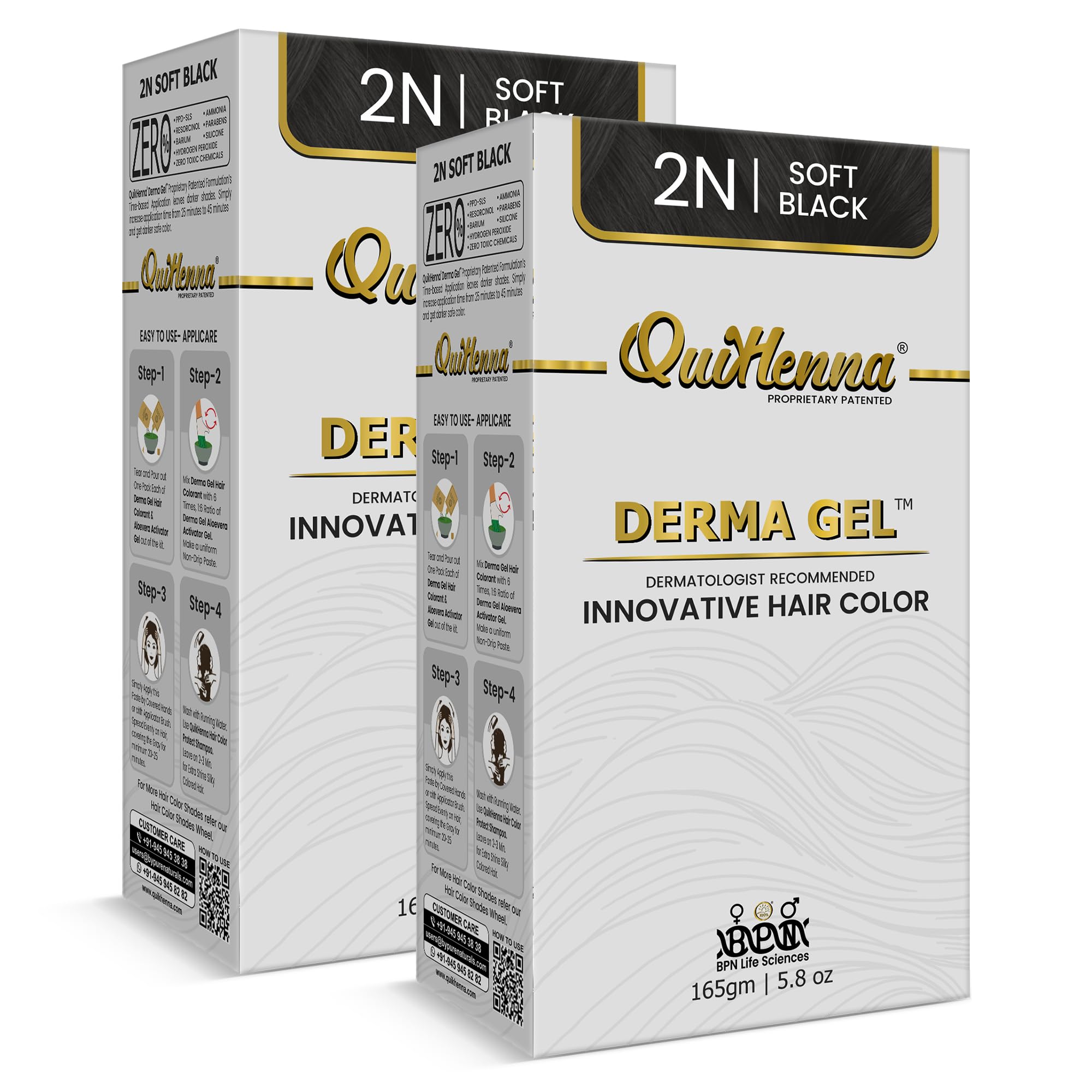 Organic Hair Colour Derma Gel 2N Soft Black 165gm- Pack of 2 | Dermatologist Recommended PPD & Ammonia Free Permanent Hair Color | Natural Hair Colour for Women & Men-picture-14
