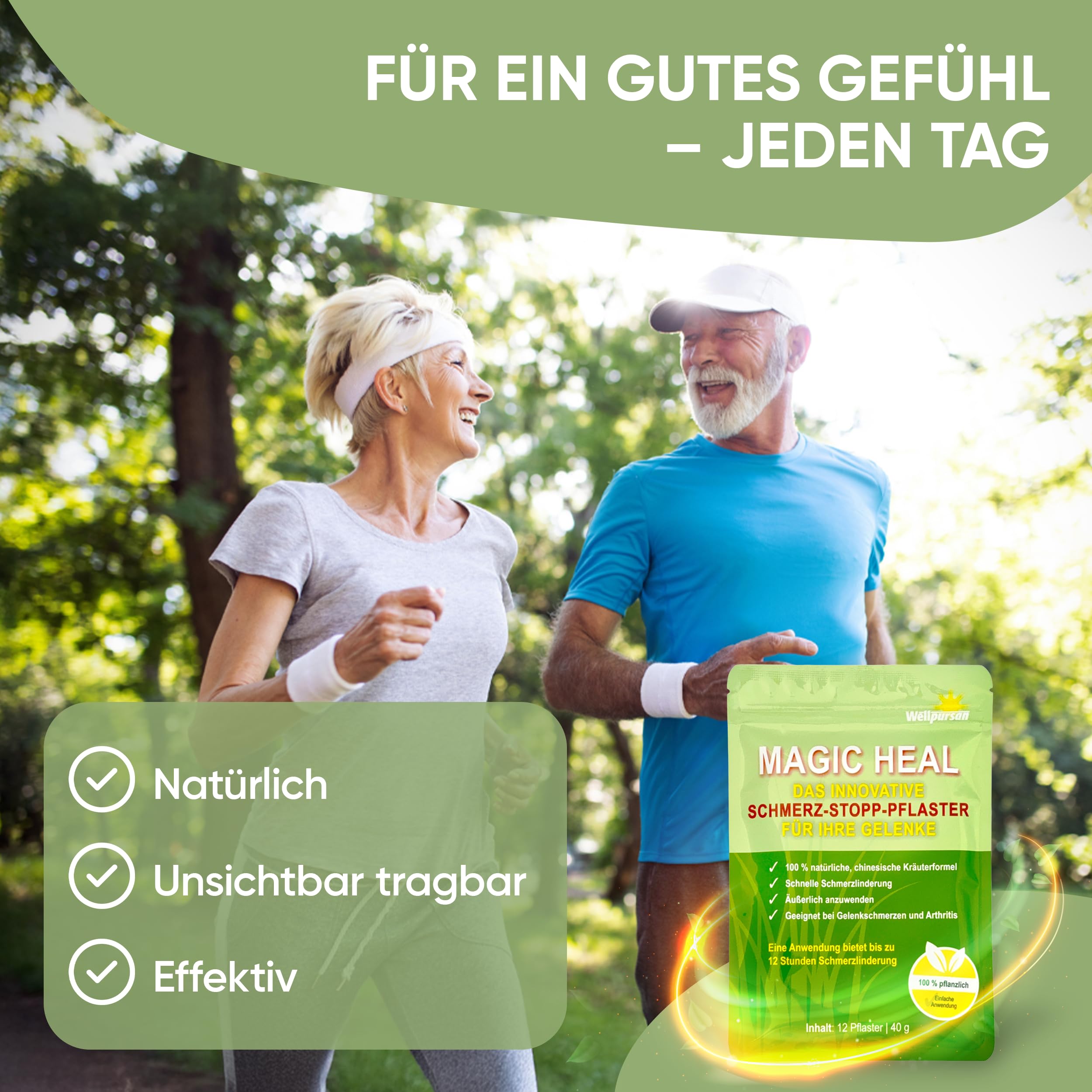 Wellpursan Magic Heal Gelenk Pflaster (24 x) – wärmendes Schmerzpflaster für Gelenke und Knie mit natürlichen Kräutern – Wärme zur Unterstützung bei Gelenkbeschwerden und Verspannungen
