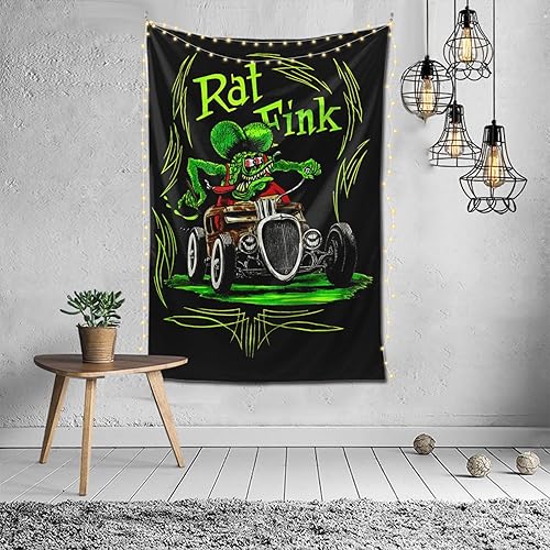 AKSHAYGUN Tapiz de ratas entusiastas de los autos Fink para colgar en la pared, tapiz estético, fondo para sala de estar, dormitorio, decoración de