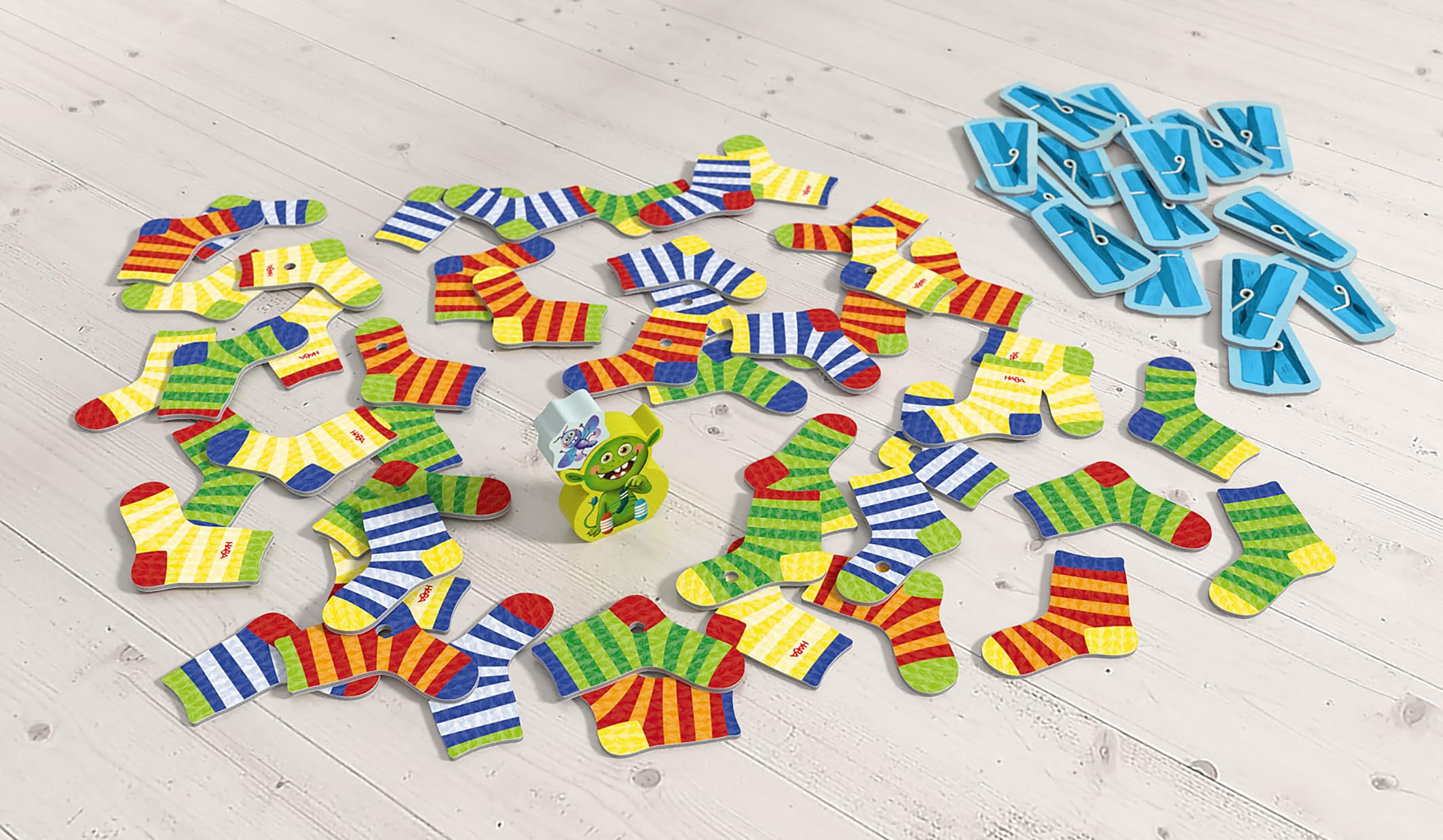 HABA 2011722004 - El Monstruo de los Calcetines – Edición Limitada de Aniversario, Juego Infantil de Mesa de observación y Velocidad. Más 4 años