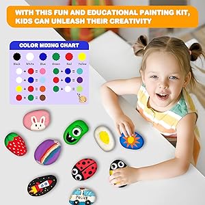 Rock Painting Kit for Kids Ages 6-12, Glow in The Dark Rock Paint, Arts and Crafts Birthday Party Gifts for Boys Girls 6 7 8 9 10 12 Year Old, Creative Craft Activity Kits, Art & Crafts Supplies Toys