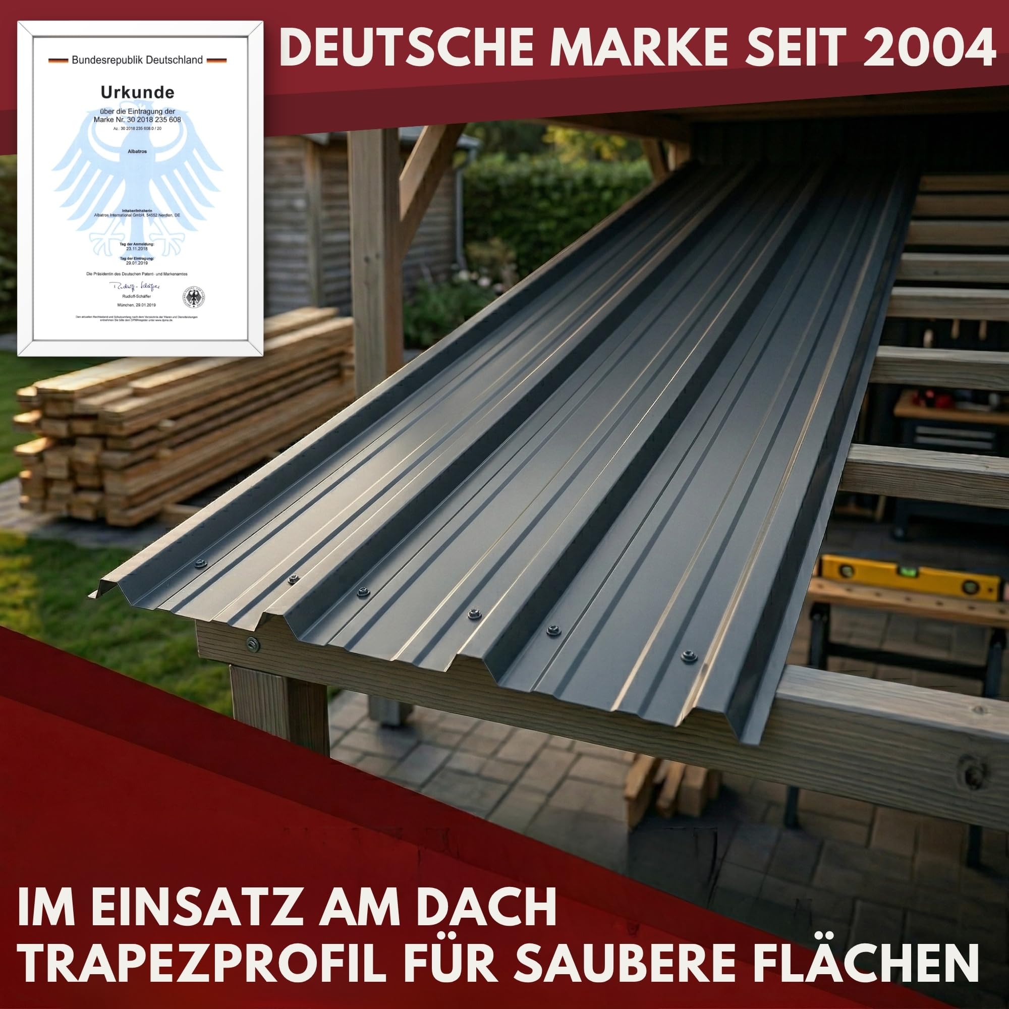 Trapezblech Dachplatten Anthrazit RAL 7016 1090 x 445 mm verzinkt Profilblech Set