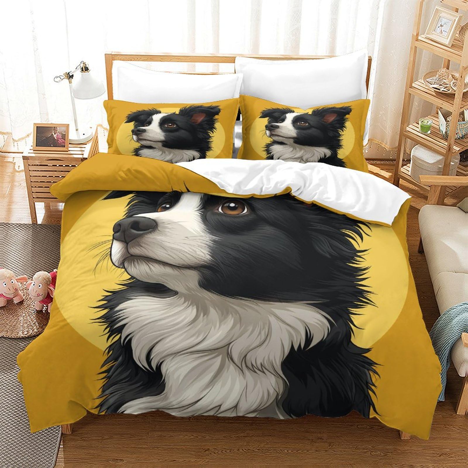 P1S9U7W5Y 3D Printed Cartoon Animal Microfiber Duvet Cover Set for Adults Teens Bedroom Decor Eco-Friendly Printing All-Season Bedding Double（200x200cm）