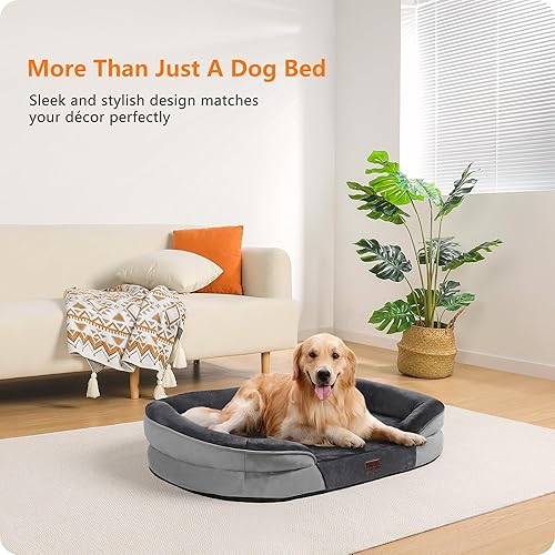 Miniatura 2 de Dwanton Cama ortopédica para perros grandes con espuma viscoelástica de gel, sofá impermeable para perro, cama lavable para mascotas con cojín de
