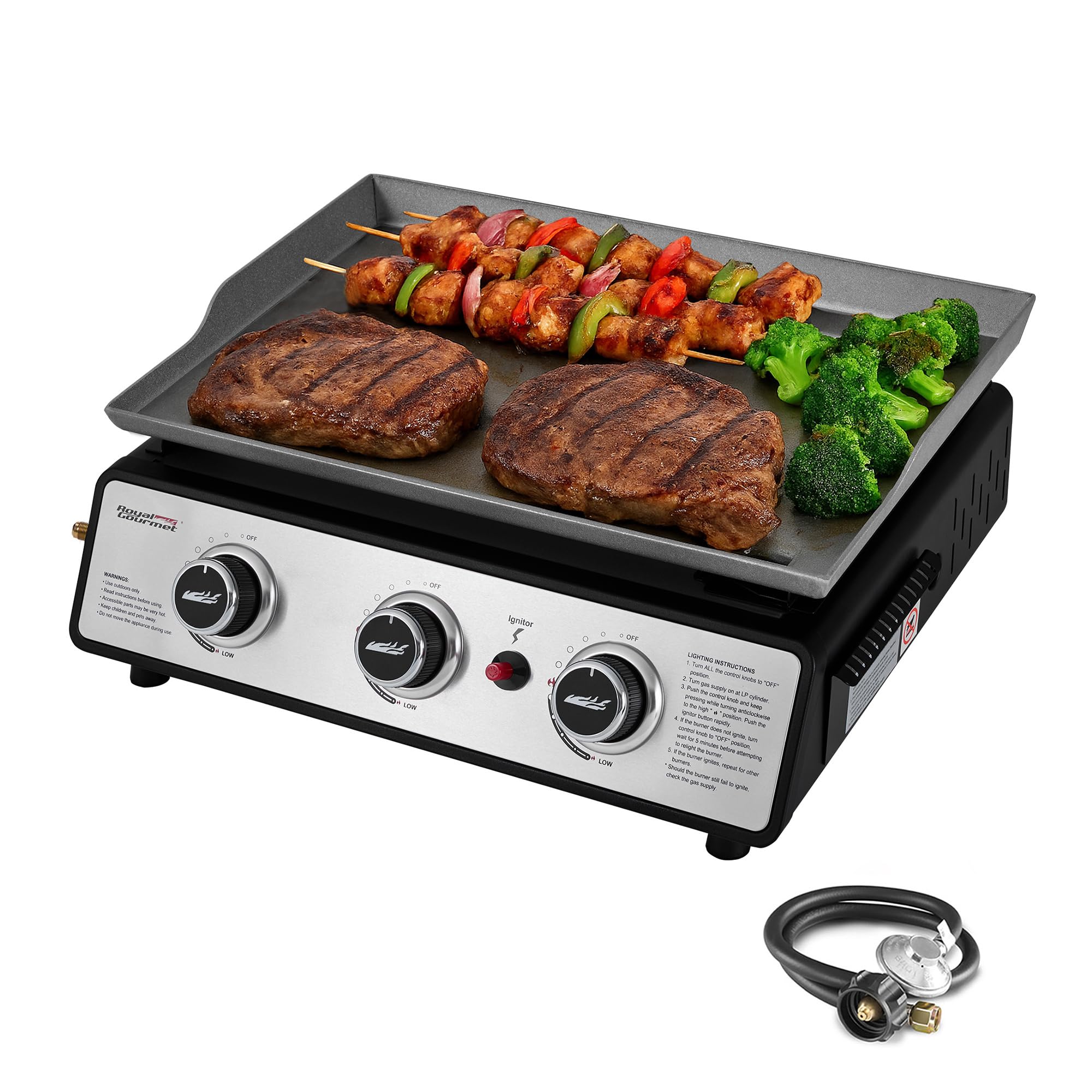 Royal Gourmet PD1301S Portable 3-Burner Tabletop Gas Griddle