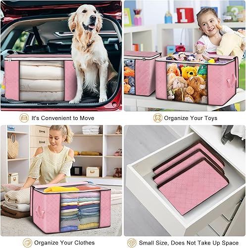 Miniatura 5 de Budding Joy Bolsas de almacenamiento grandes de 90 litros, paquete de 2 contenedores de almacenamiento plegables para armario, contenedores de