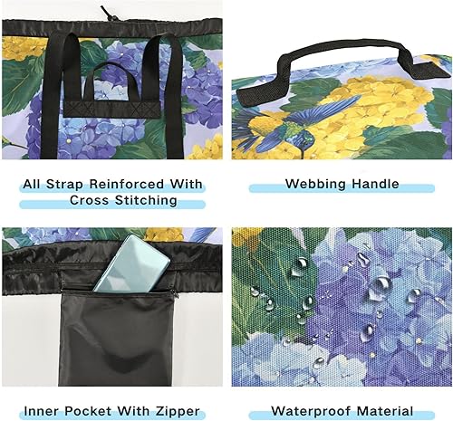 Vista 164 de Mochila de lavandería con correas ajustables para el hombro, bolsa de lavandería sucia para viajes, campamento, universidad, resistente, Rosa floral
