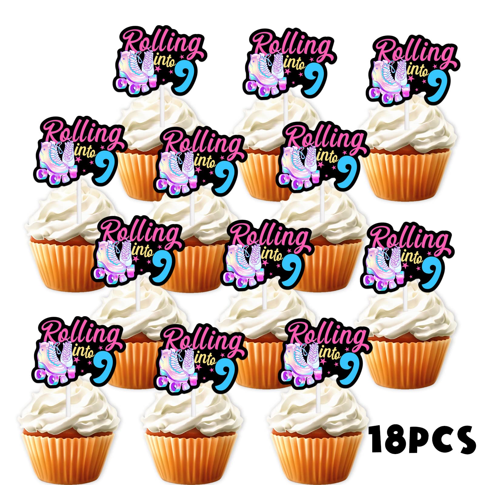 18 Cupcake-Topper Mit Eiscreme & Früchte-Motiv – Bunt Glitzernd Für Geburtstagsdeko, Baby Shower