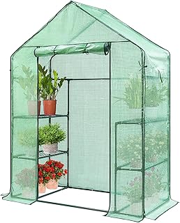 VIVOSUN 57 x 29 x 77-Inch Mini Walk-in Greenhouse with Windows, Shelves ...