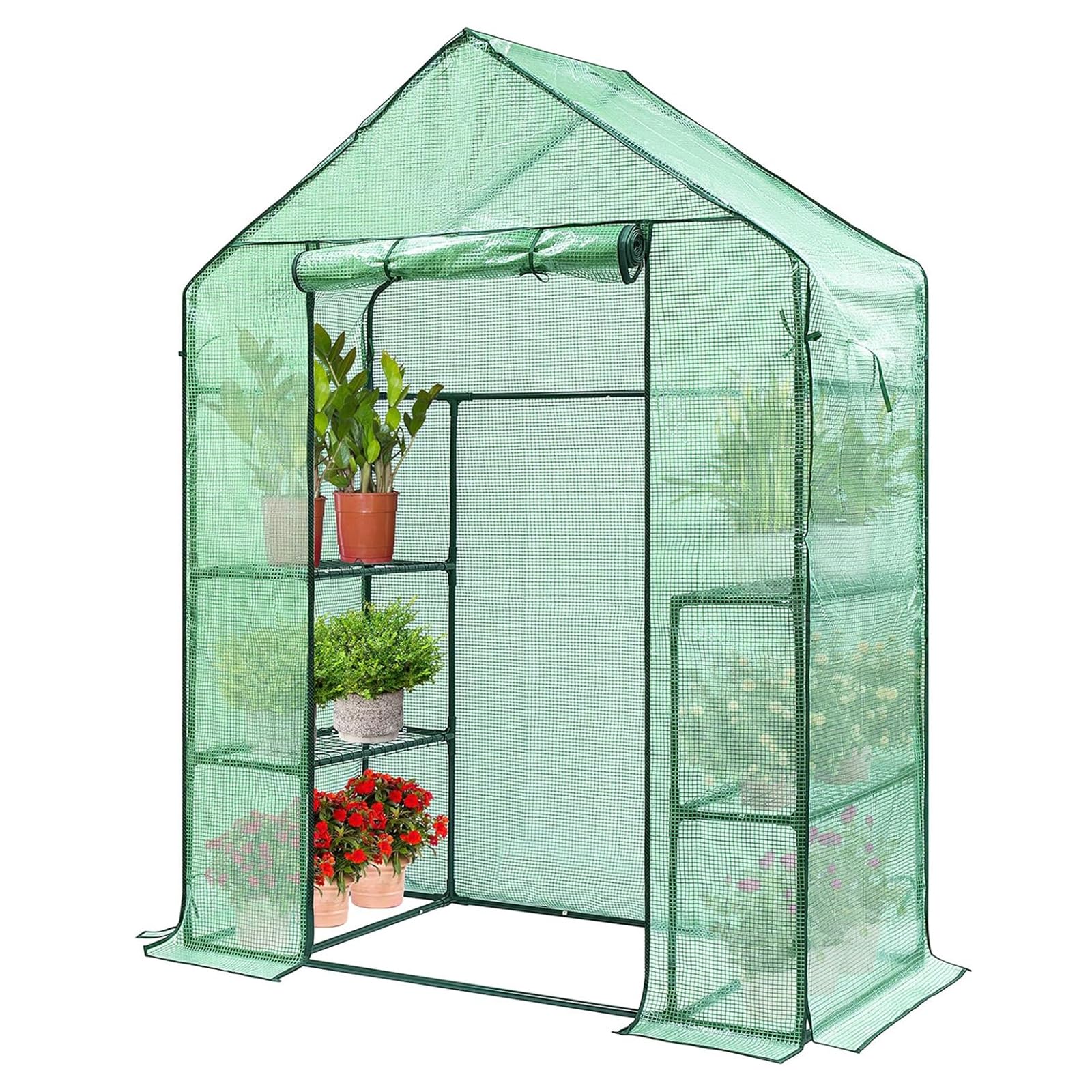 VIVOSUN 57 x 29 x 77-Inch Mini Walk-in Greenhouse with Windows Shelves and Anchors Plant Garden Hot House