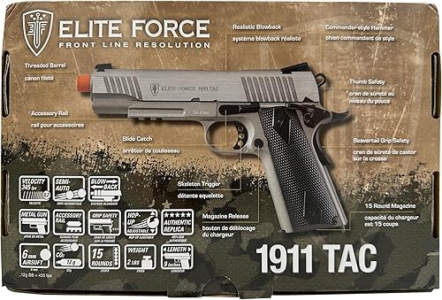 Vista 11 de Elite Force 1911 Blowback 6mm BB Pistol Airsoft Gun Plata/Negro