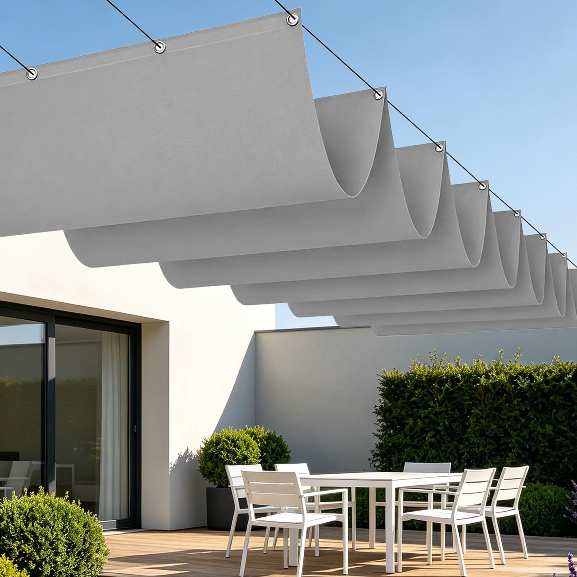 Voile d'ombrage vague pour terrasse et repas de famille en plein air