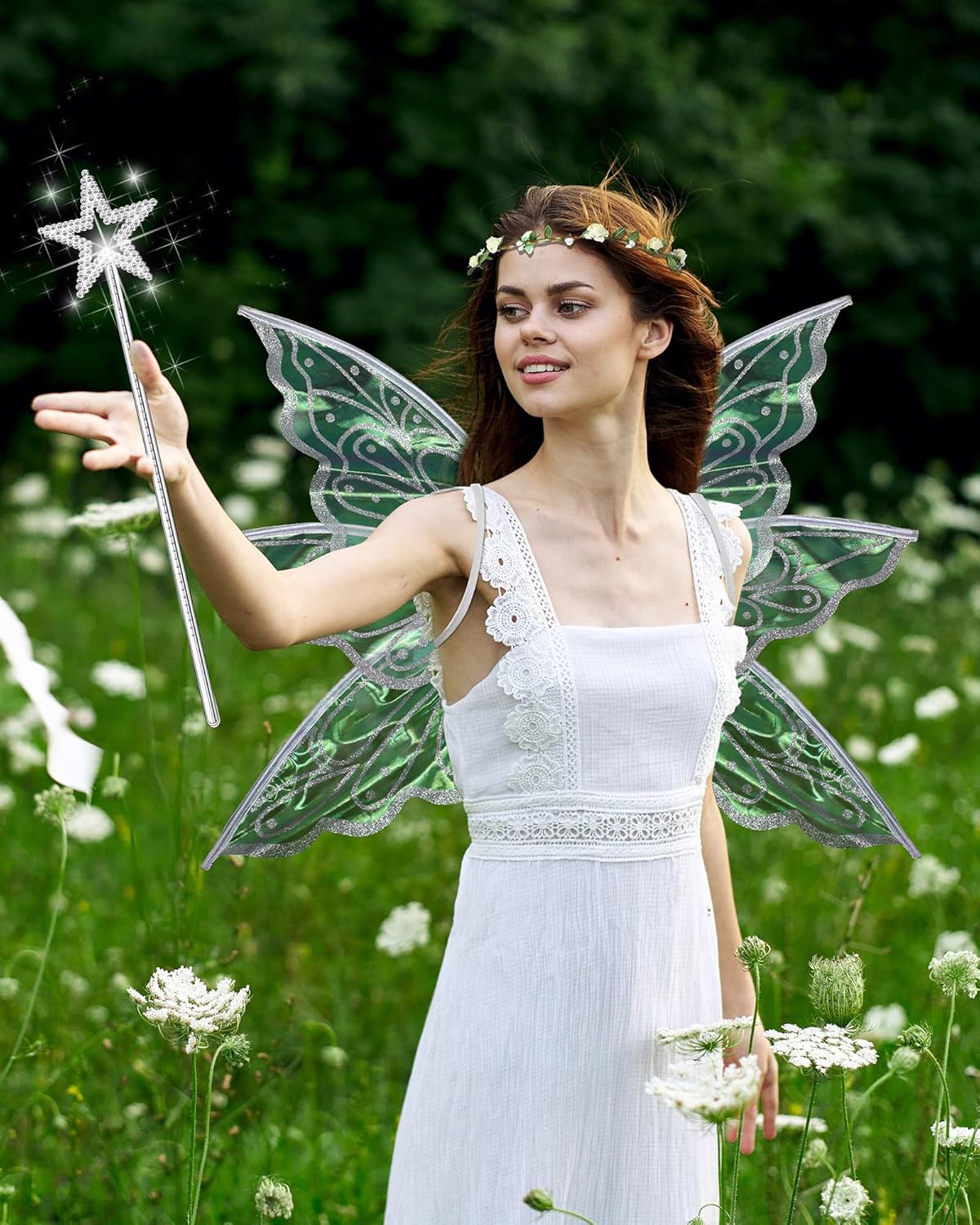 Falda Tul Mujer Disfraz De Hada Verde Con Falda Tutú Y Corona