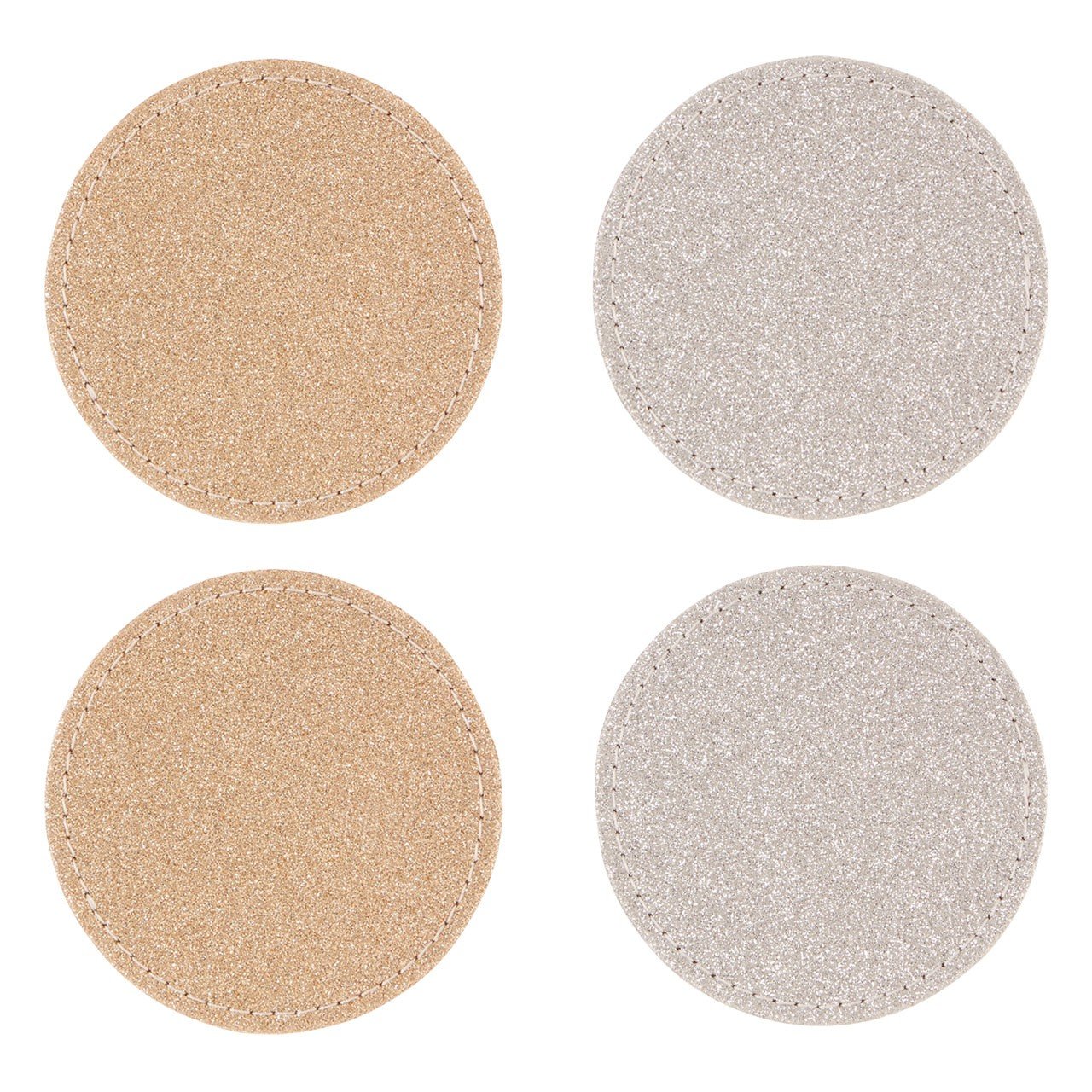 Premier Housewares Reversible Gold And Silver Glitter Coasters Silver,Gold