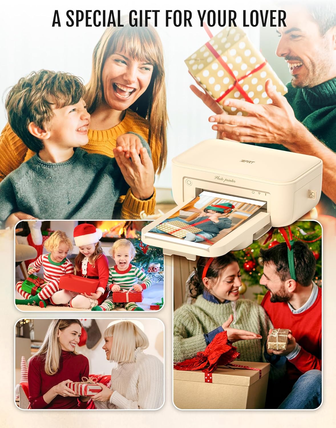 iDPRT 4x6 Photo Printer, CP4100 Photo Printer for iPhone & Android with 108 Sheets & 2 Cartridges, Wi-Fi Wireless Portable Picture Printer, Instant Print Photos, Dye Sublimation, Beige