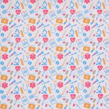 Mook Fabrics Printed PUL DIG Medical Equipment, Multi Cut by The Yard