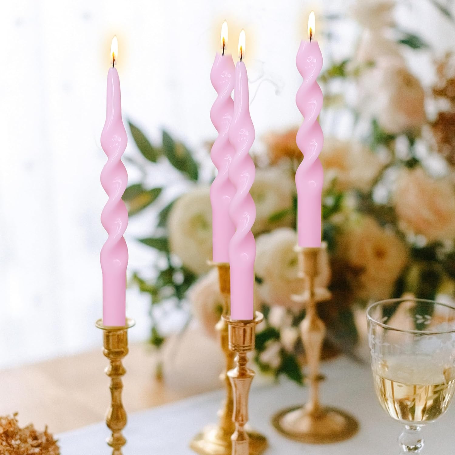Spiral Taper Candle Twisted Candlesticks Pastel Candle Sticks Long Tapered Candles Unscented Twirl Candle Tall Smokeless Candle for Home Décor Weddings