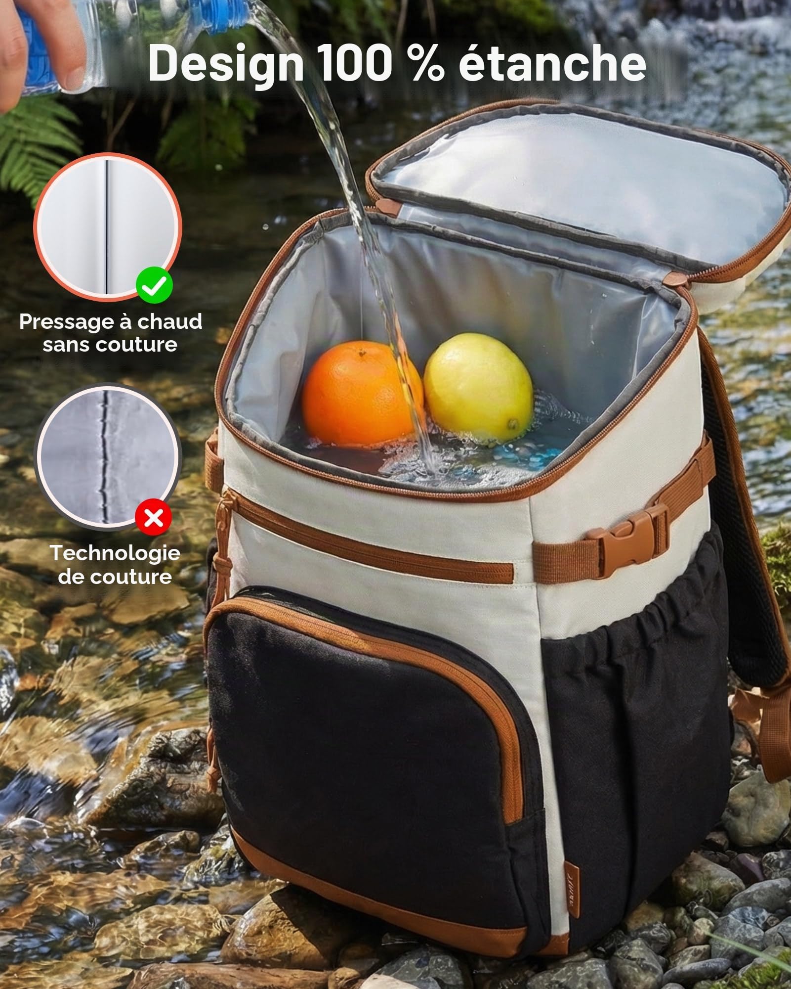 TOURIT Sac à Dos Isotherme – Sac à Dos léger de 21 L avec décapsuleur – Peut contenir 30 canettes