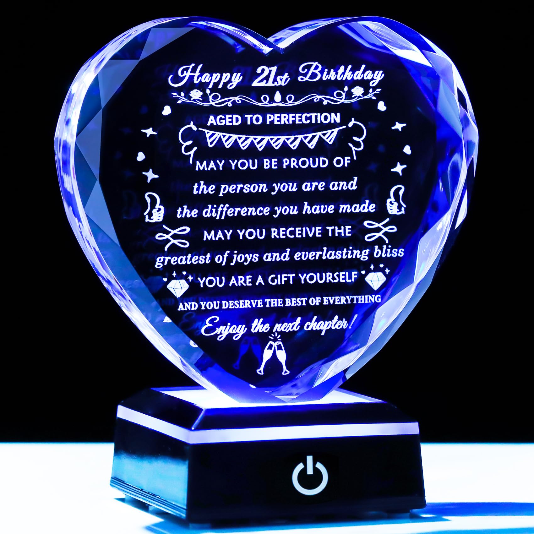 YWHL Crystal Heart with LED Base