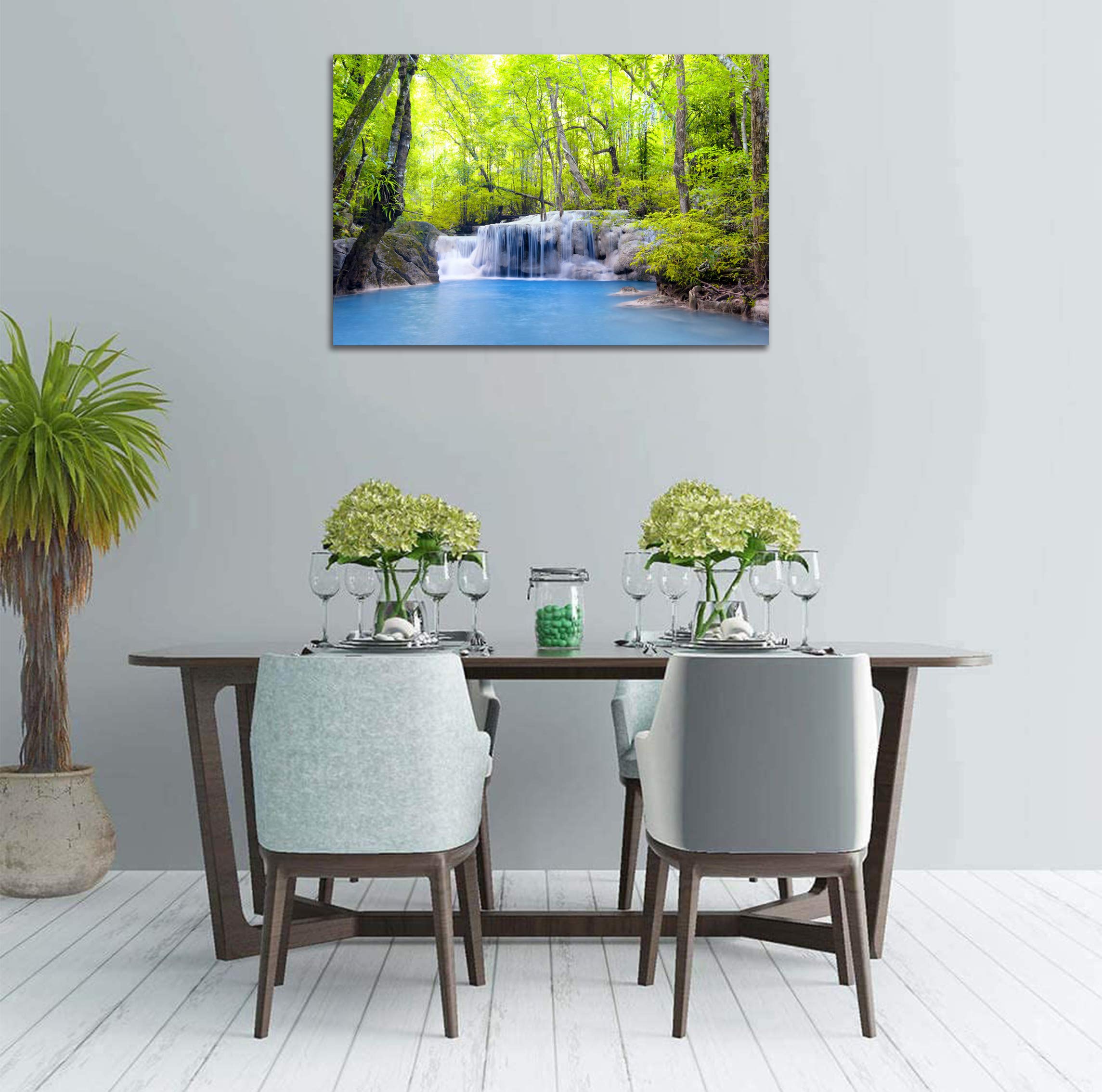 Amazon.co.jp: 絵画 インテリア 額付き 滝の絵 ポスター 森林 玄関