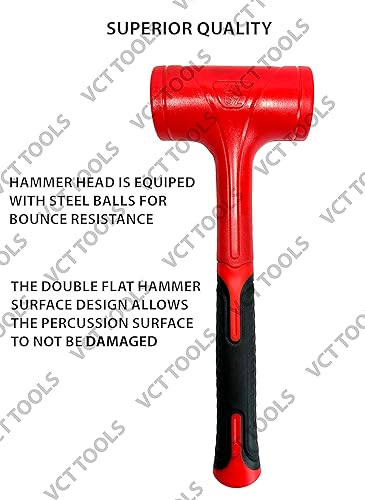 Miniatura 4 de VCT Juego de 2 martillos muertos de soplado, martillo de bola de 1 libra, martillo de golpe muerto de 1.5 libras, moldeado unibody, resistente a