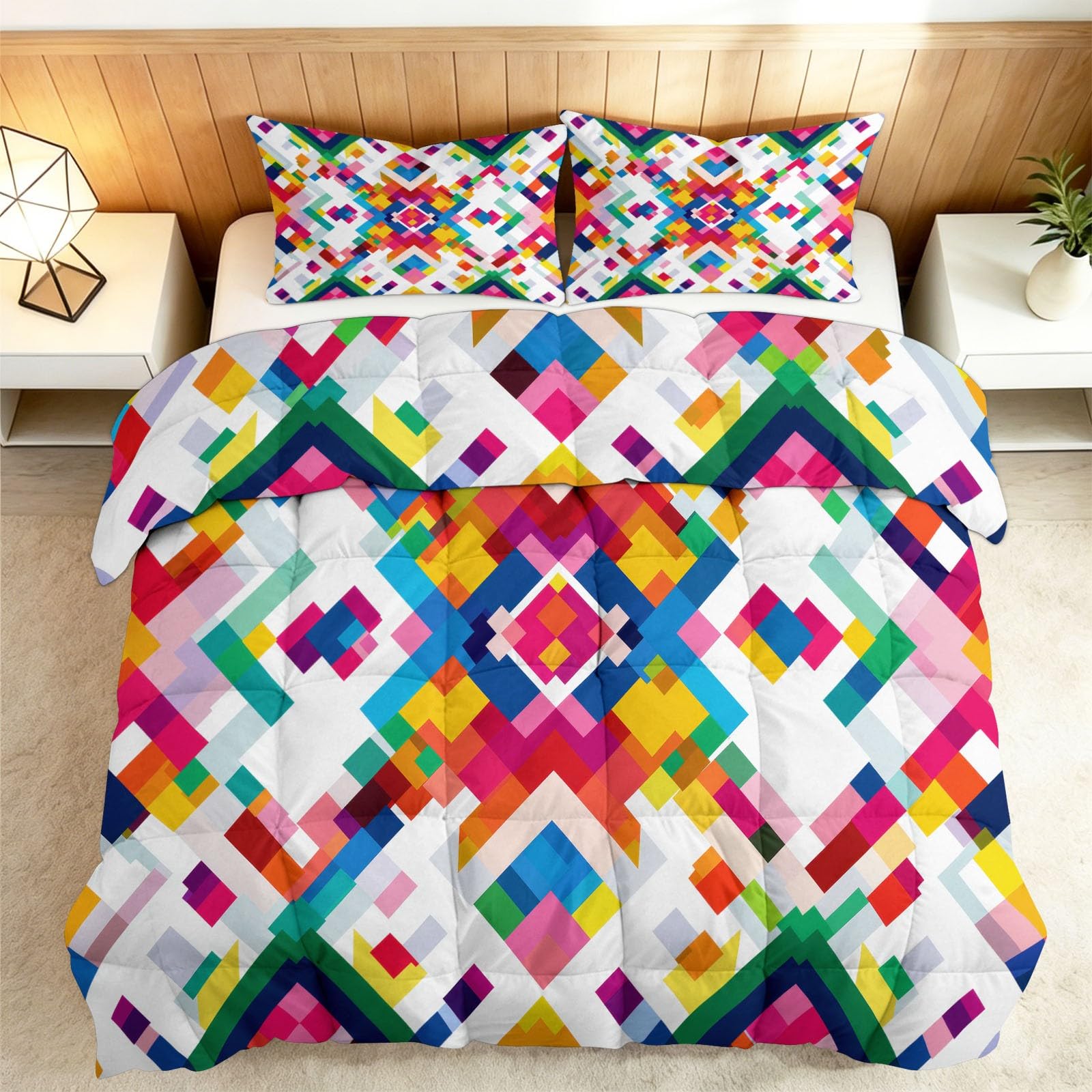 Couette aztèque forme géométrique toutes saisons avec édredon microfibre doux