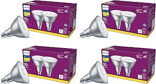 Philips LED Indoor/Outdoor Classic Glass Non-Dimmable PAR38 40-Degree Flood Light Bulb: 900-Lumen, 3000-Kelvin, 11-Watt (90-Watt Equivalent), E26 Base, Bright White, 8-Pack