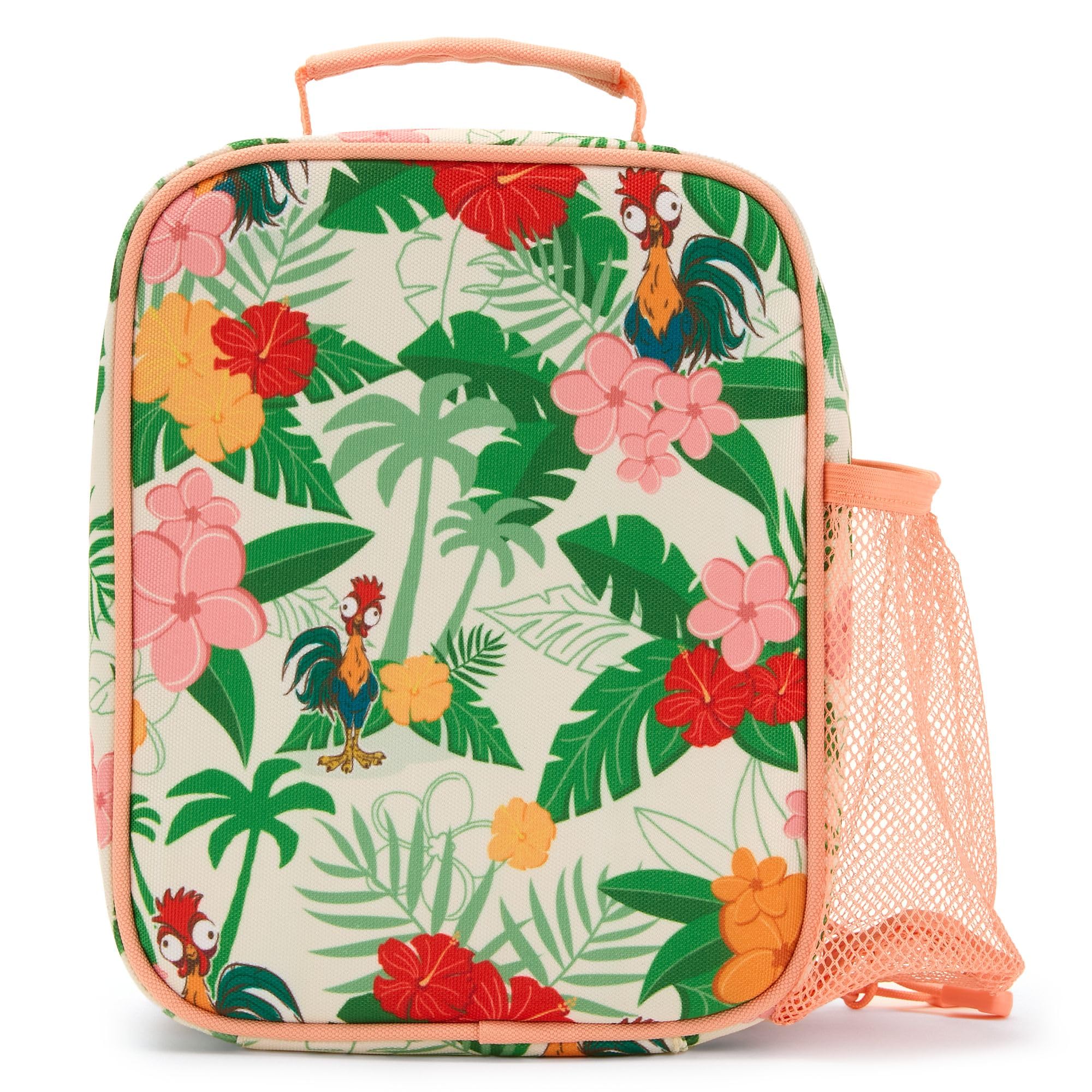 Disney Store Official Sac à pique-nique isotherme Vaiana 2 pour enfants, avec Hei Hei, poche latérale en filet, H 23 x l 18 x P 10 cm