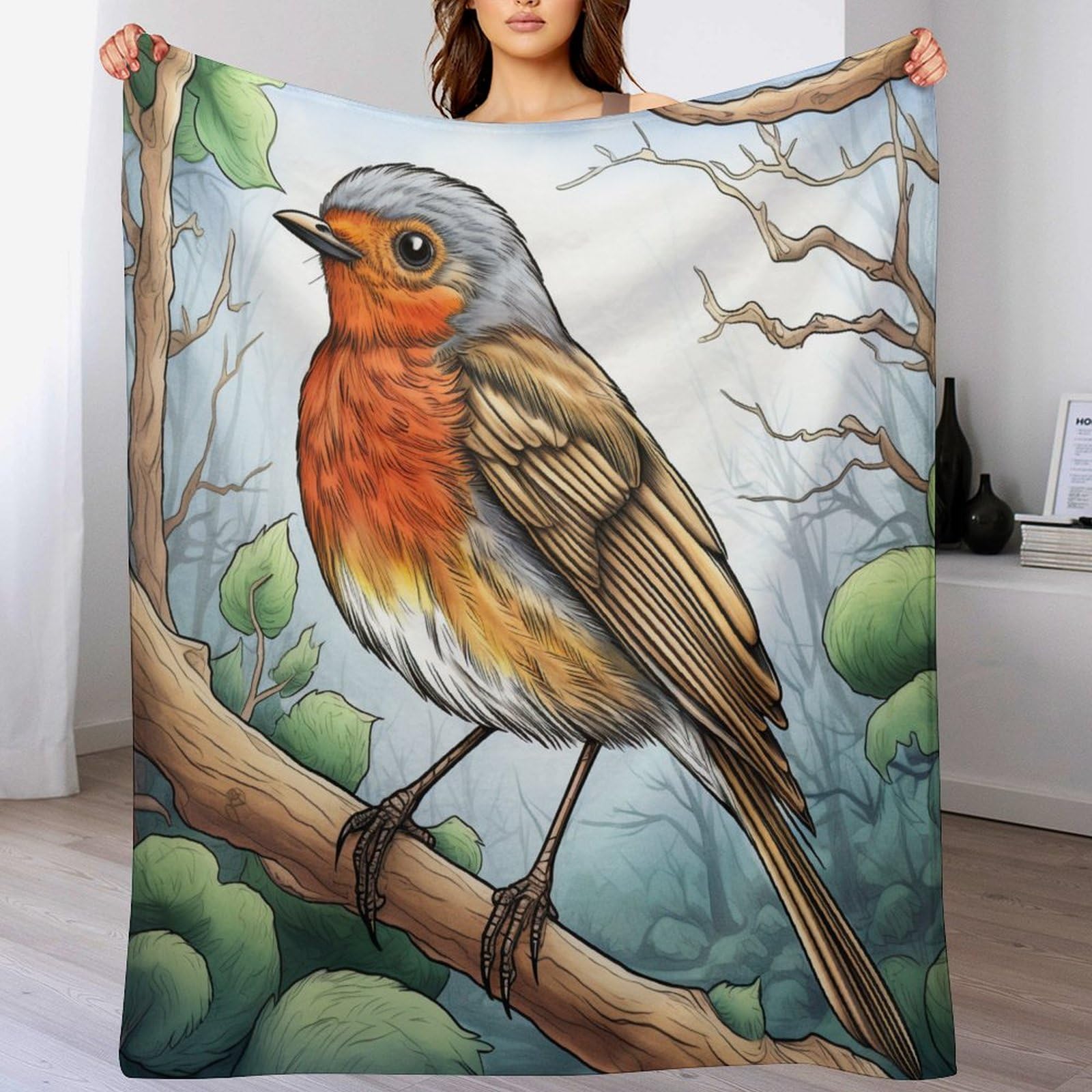 Couverture oiseau en flanelle premium moelleuse et super douce