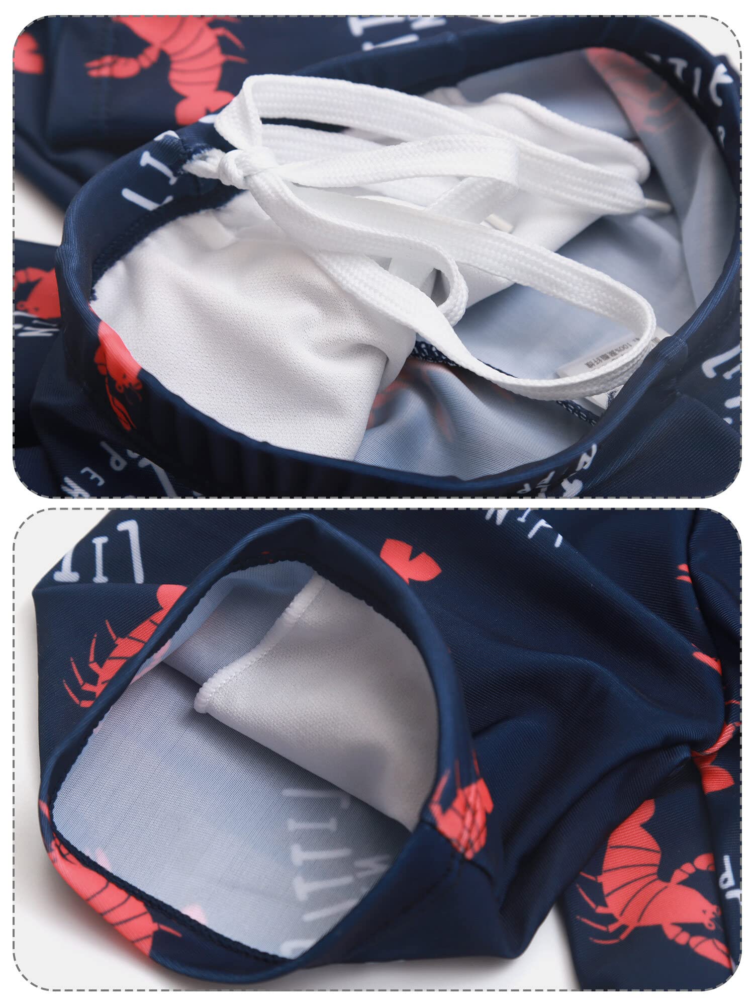 SEAUR Bambino Manica Lunga Anti-UV 3 Pezzi Stampato Coulisse Berretto da Bagno e Pantaloncini da Bagno