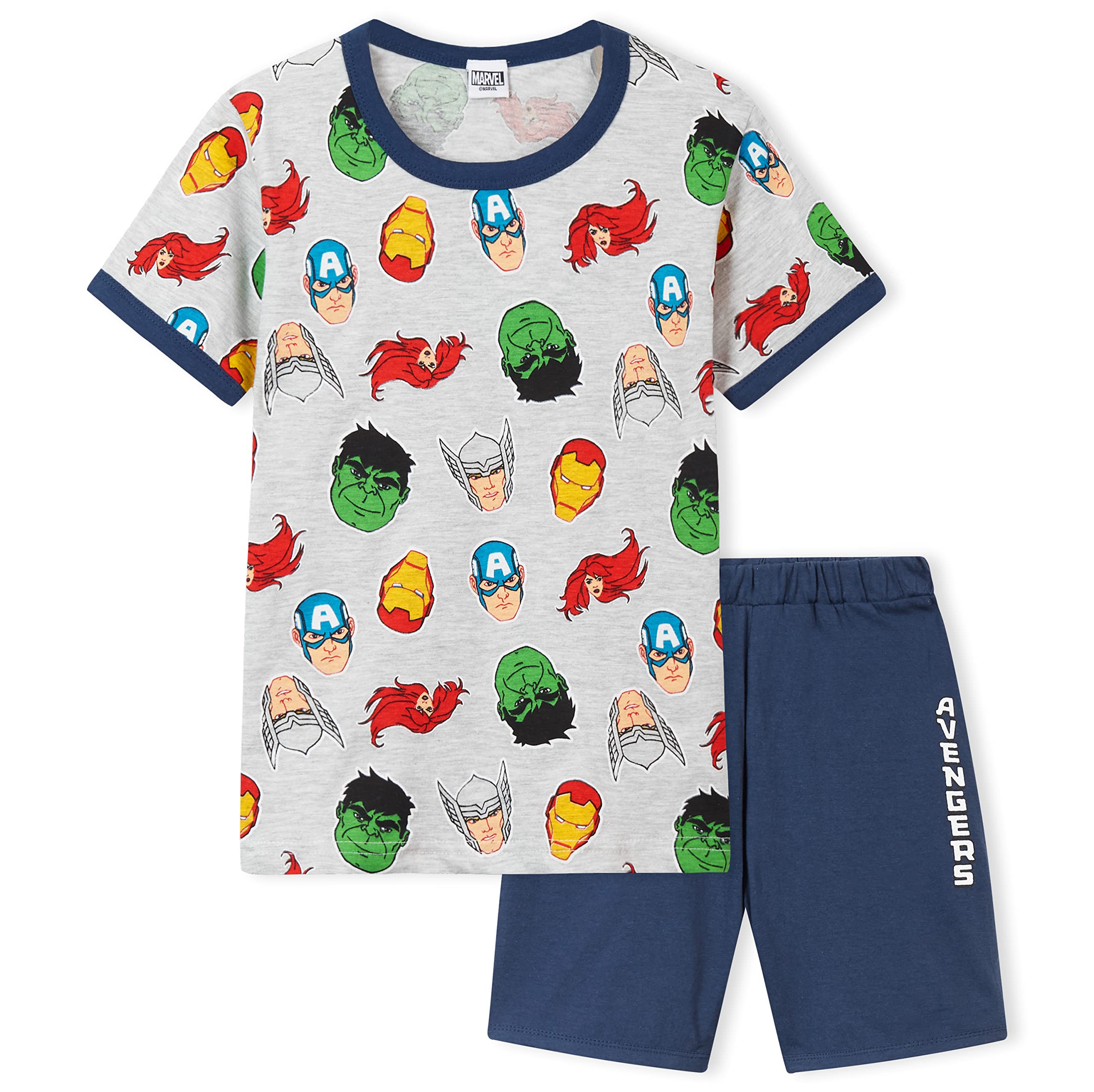 Marvel Pijama Niño Verano, Conjunto Pijama Niño Corto Merchandising Oficial Regalos para Niños y Adolescentes Edad 3-14 Años Spiderman Hulk Capitán América