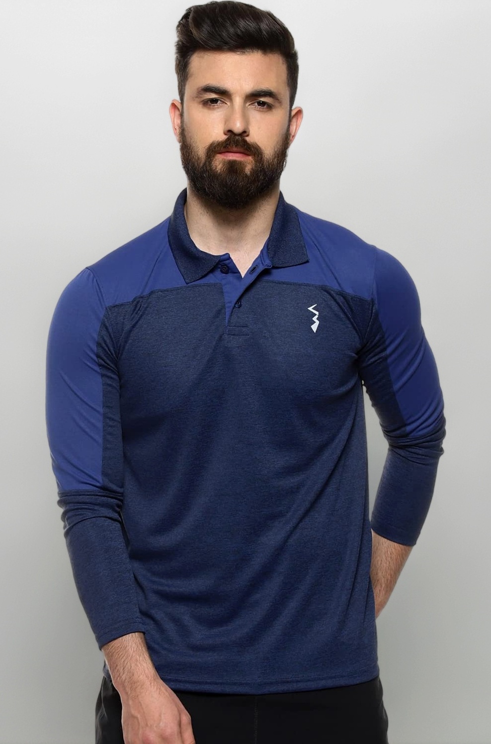 Men's Basic Activewear Regular Fit T-Shirt For Casual Wear | Mock Neck | Long Sleeve | Half-Zipper Closure | Polyester Jersey T-Shirt Crafted With Comfort Fit For Everyday Wear