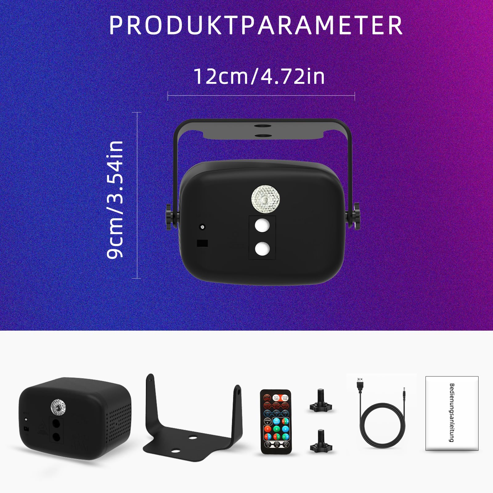 LED Disco Partylicht RGB Musikgesteuert, Kompakt Tragbar mit Fernbedienung, LED Strobe Licht für Zimmer, Karaoke, Weihnachten, Halloween, Hochzeit und Indoor-Feiern