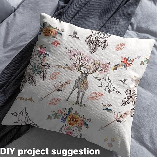 Miniatura 3 de The Yard - Tela de renos salvajes dibujada a mano para sillas, sofá, patrón de atrapasueños de flores en acuarela, tela impermeable para tapicería y