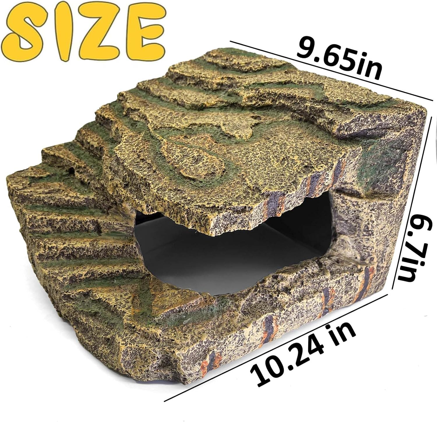 Tfwadmx Large Turtle Basking Platform, Bearded Dragon Hide, Reptile Cave Hideout with Basking Area, Turtle Tank Accessories for Lizards,Geckos,Tortoises,Frogs,Newts