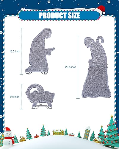 Miniatura 4 de Decoraciones de Navidad para exteriores, escenas de pesebre, juego de 3 juegos de Belén iluminados, luces LED de neón de 23 pulgadas, decoración de