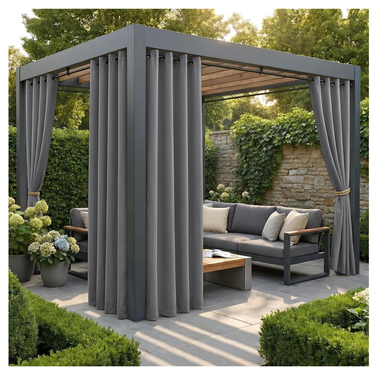 Rideaux d'extérieur haut de gamme imperméables pour porche et pergola