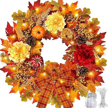 24 Inch Fall Wreath for Front Door