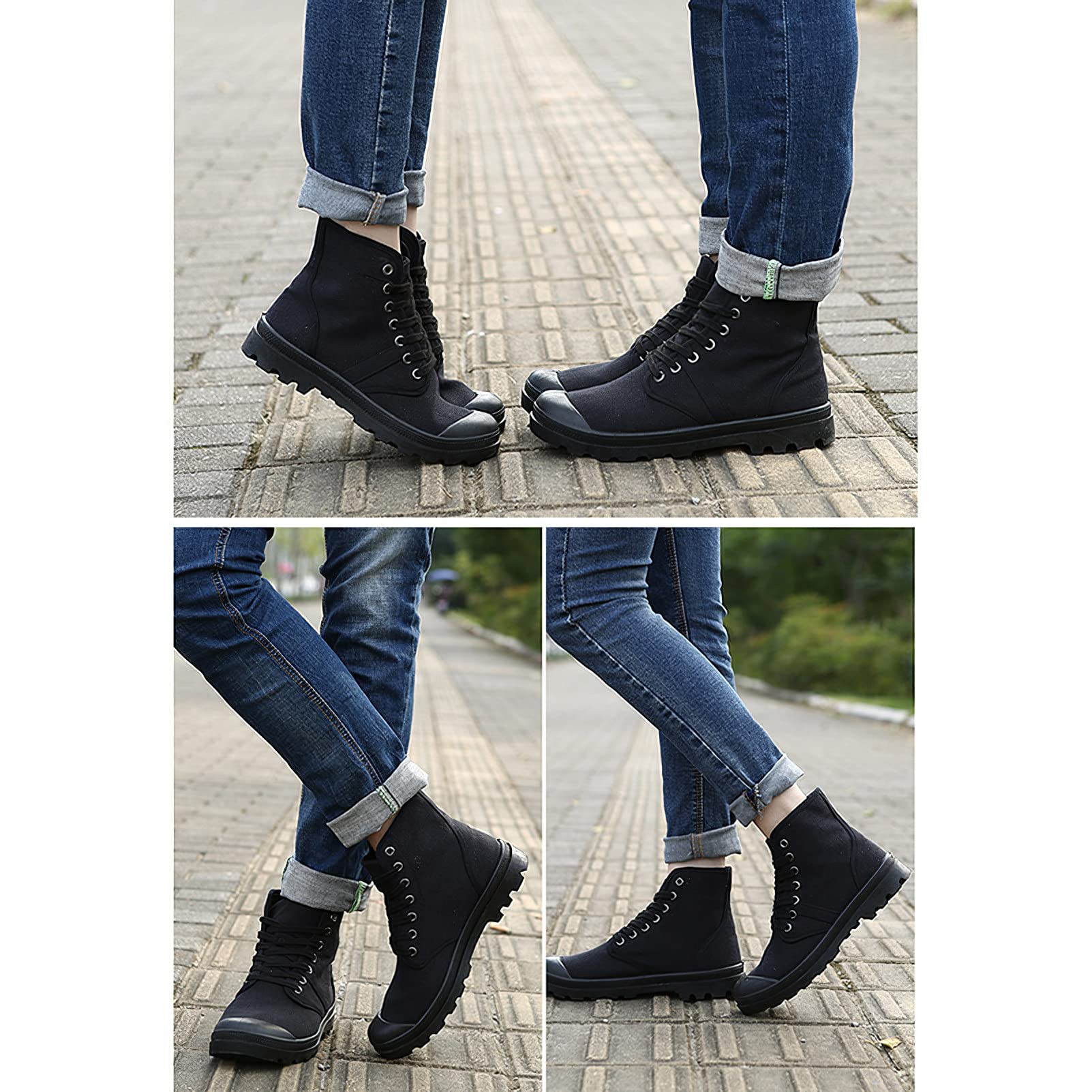 ANUFER Unisex Uomo Donna Caviglia Alta Stivali di Tela Allacciate Informale Sneakers