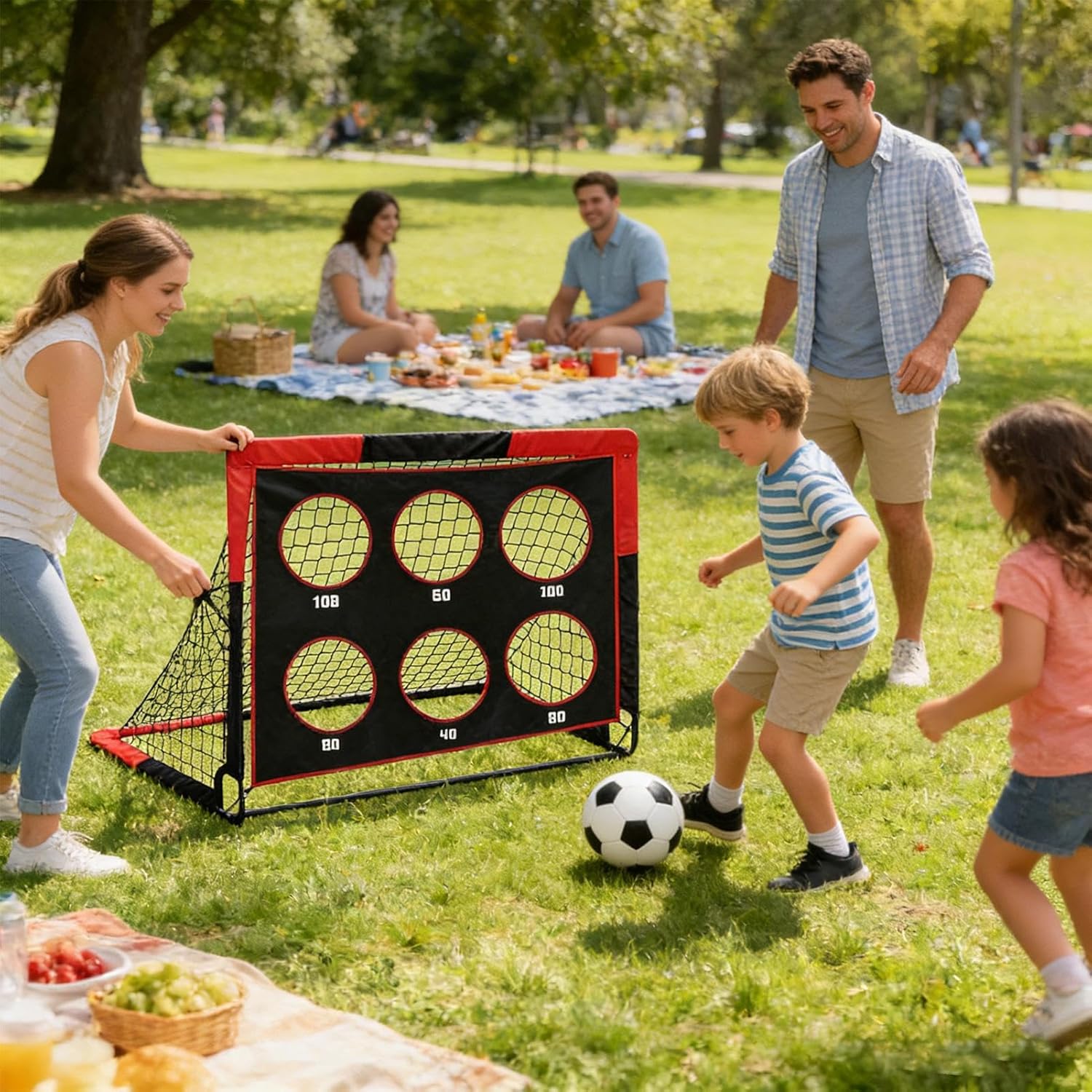 Backyard Soccer Goal, 4x3 Ft Pop Target Toy, Folding Portable Soccers Goal with Sturdy Design, Soccer Goals with Quick Setup Feature, Kids Goals for Boys, Girls, Training, Practice, Throwing