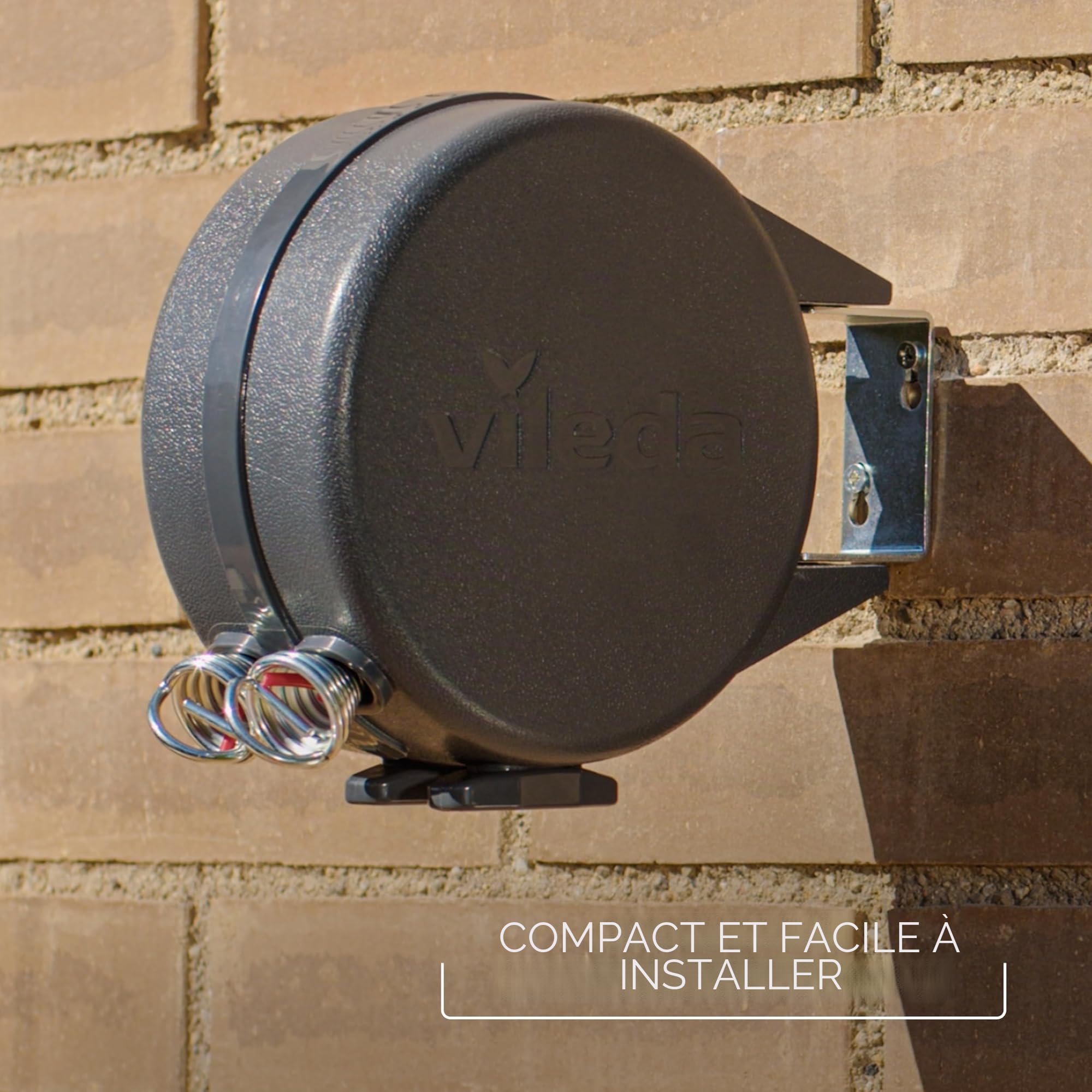 Vileda Corde à Linge rétractable Double Cordomatic - 30 m - 2 x 15 m - Peut Supporter jusqu'à 30 kg - Rétraction Automatique - Solide et Durable - Fixation Murale pour intérieur et extérieur