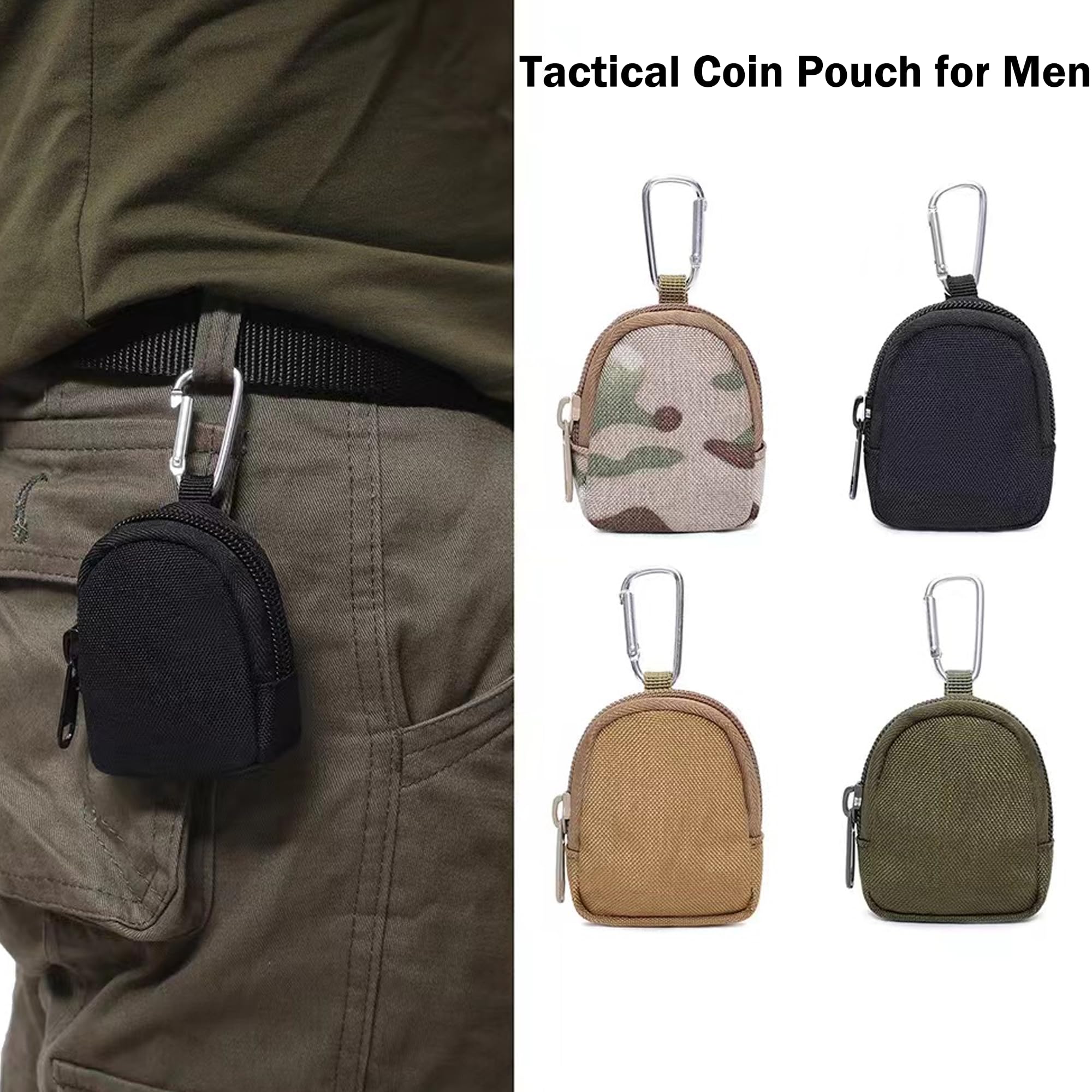 Mini Backpack Keychain Muti-functional Pouch Wristlet Wallet for Men Small Zipper Purse Outdoor Tactical Coin Bag Earbuds Keyrings Card Holder Cable Organizer for Outdoor Activities (Green)
