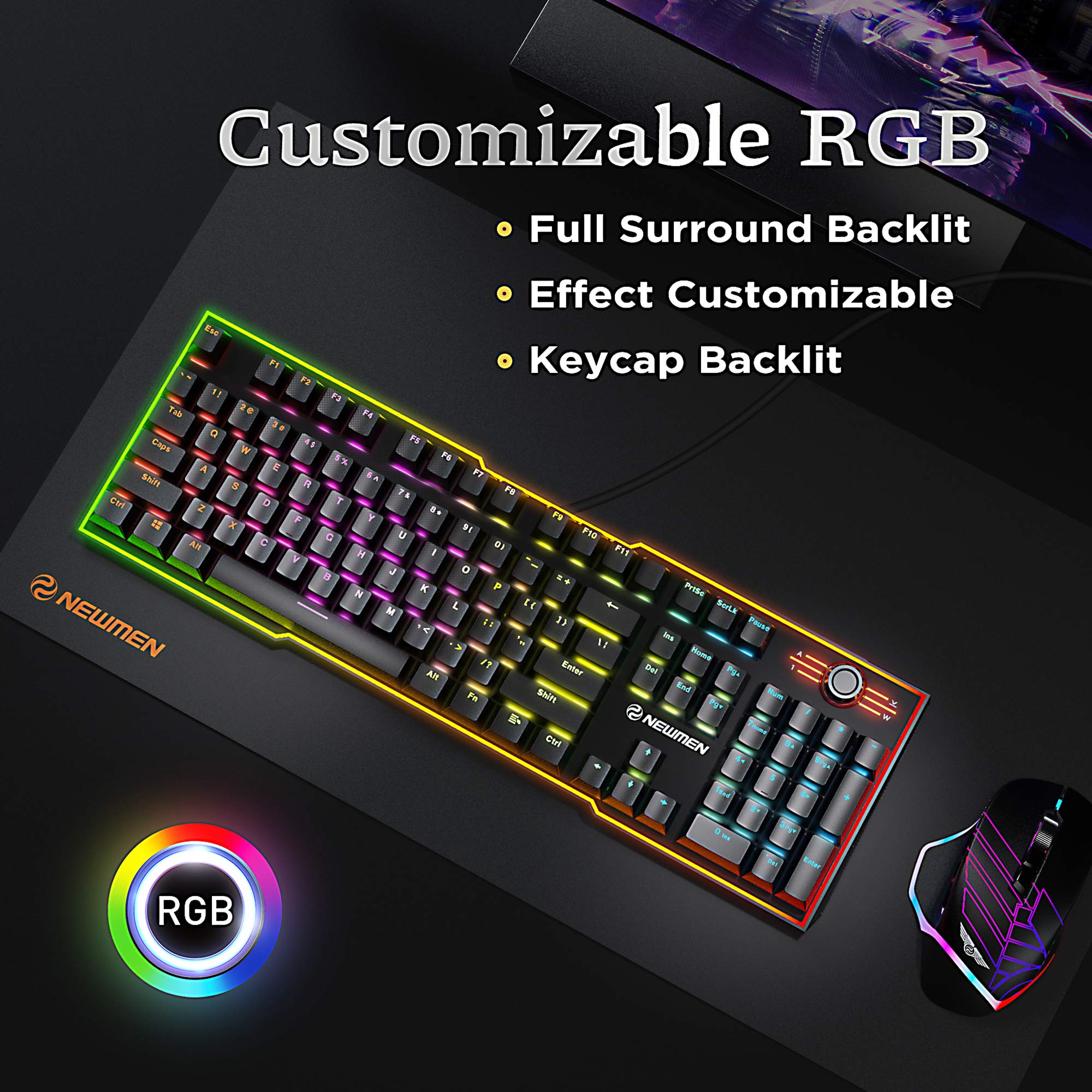 Amazon | Newmen GM711 ゲーミングキーボード フルサイズ RGB バック