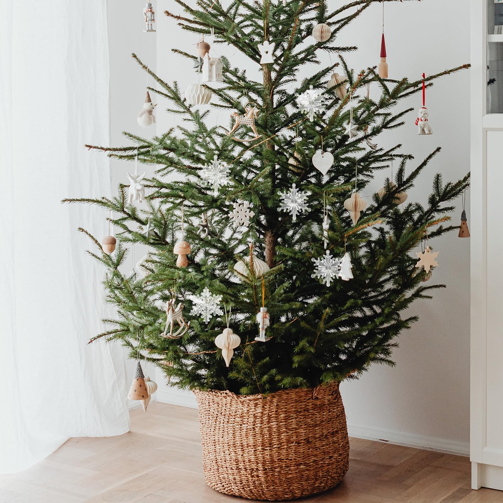 BESPORTBLE 120 Piezas Adorno Navideño de Copo Transparente DIY de Plástico