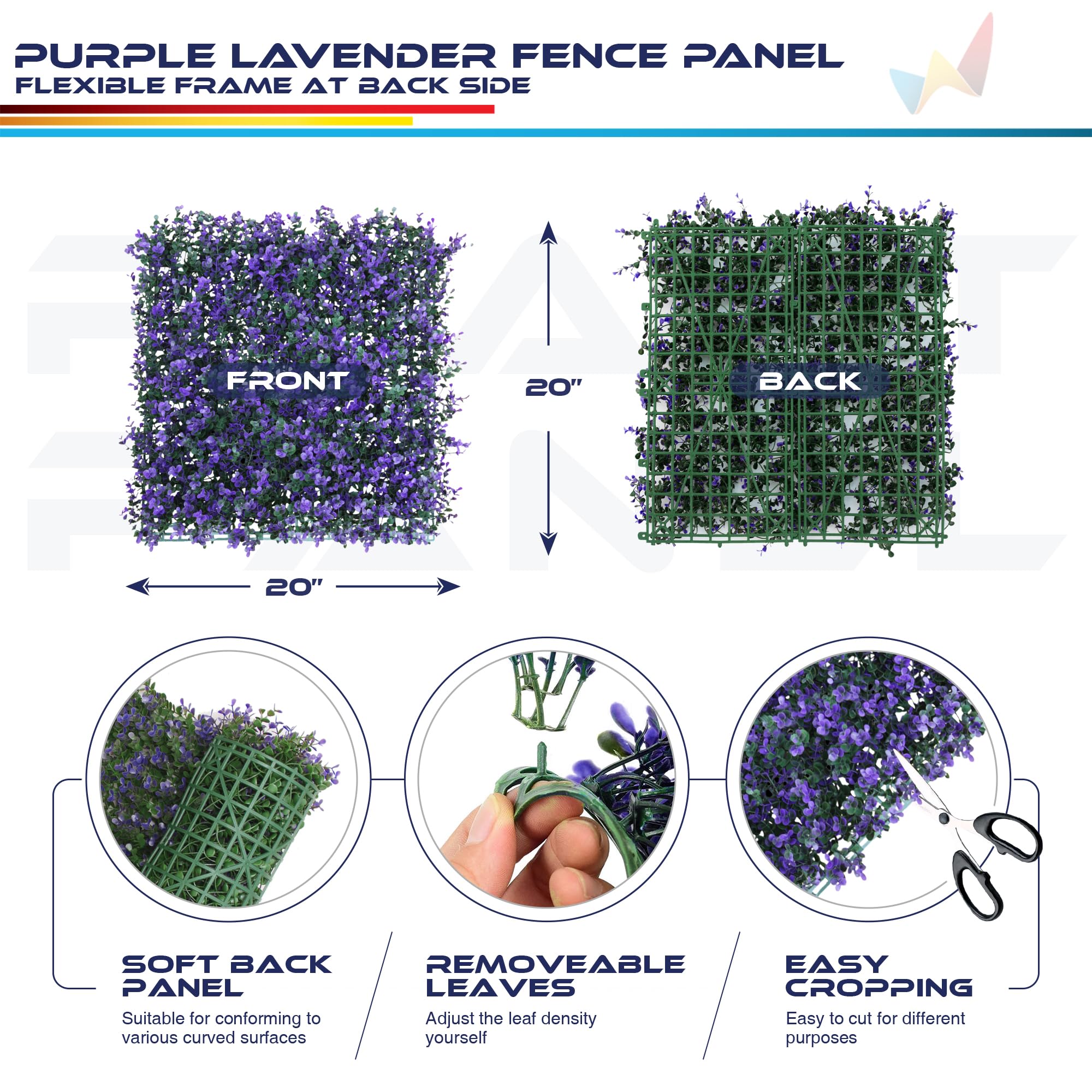 Windscreen4less 6 paneles de boj artificiales de 20 x 20 pulgadas, setos topiarios, plantas, hierba, pared, pantalla de privacidad para exteriores, interiores, jardín, patio, decoración de boda