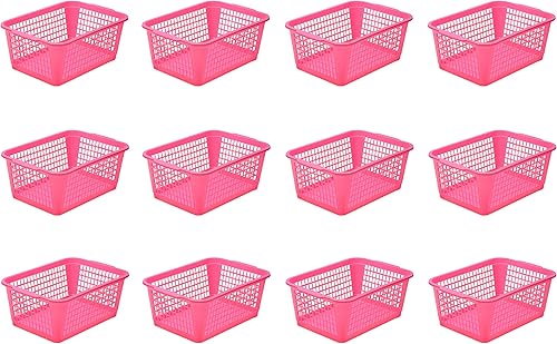 Miniatura 16 de YBM HOME Cesta de almacenamiento perforada de plástico, cajón de oficina, estante de escritorio, bandeja organizadora 32-1184 (3, azul)