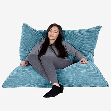 Lounge Pug - CORD - EXTRA Large Bean Bag Floor Cushion - XXL Beanbag - AEGEAN BLUE