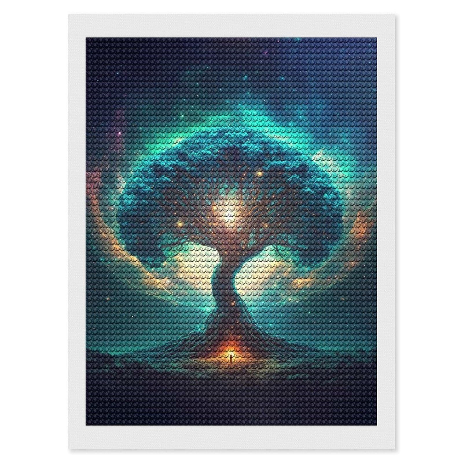 Junmoney Magical Tree of Life I DIY Diamond Art Canvas Kit 12"x16", Farmhouse Decor, Vintage Style Decor, Handmade Wall Decor, Canvas Picture