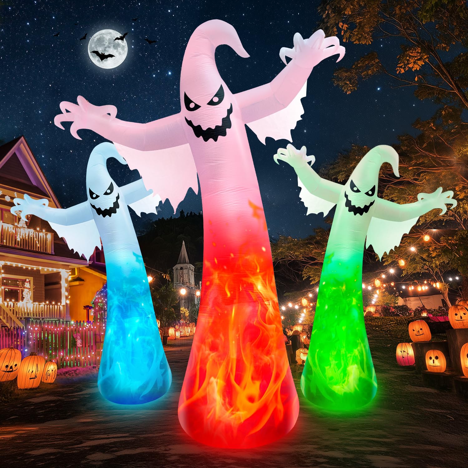 ジャイアントLEDバルーンゴースト 125cmサイズ Amazon.com: 12FT Giant Halloween Inflatables Ghost with 3-Colored