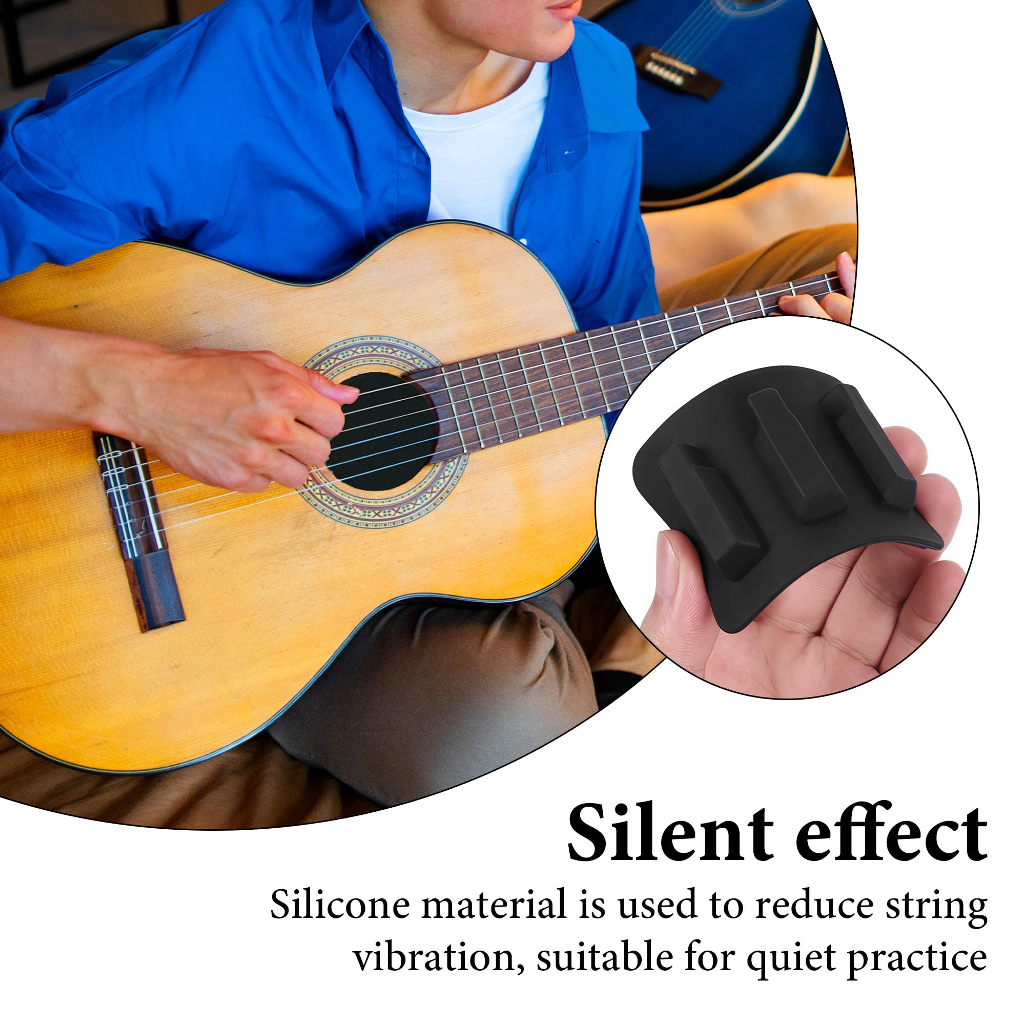 Musiin Guitar Silent Pad, 3 convex surfaces to fix 1/2, 3/4, 5/6 strings, optimized noise reduction effect - Image 3